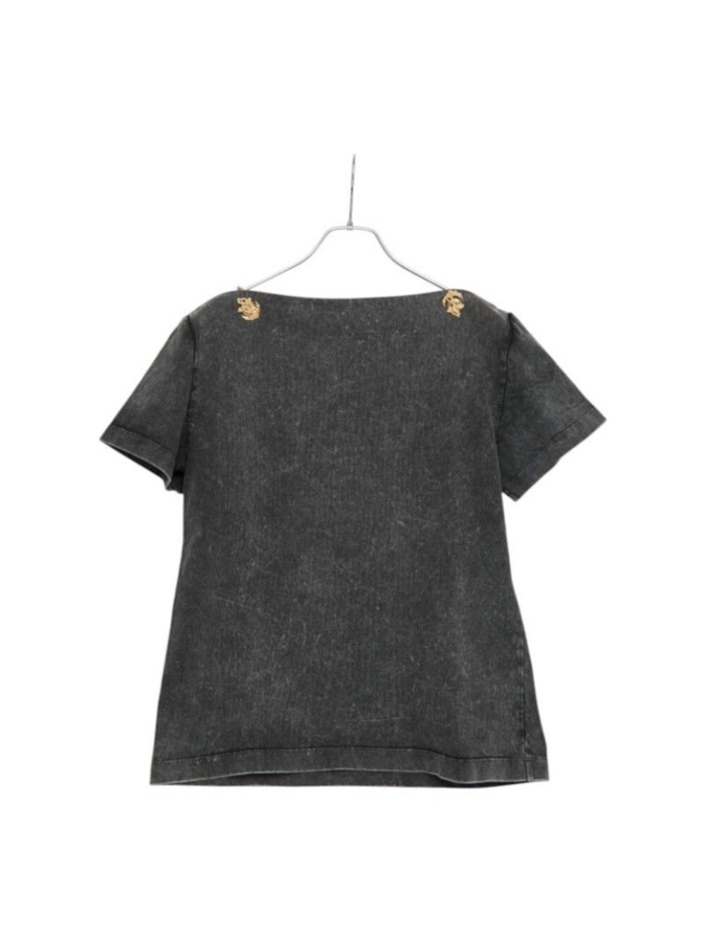 Louis Vuitton Anchor Motif Chain Boat Neck Wash Short Sleeve T-Shirt Black Gold